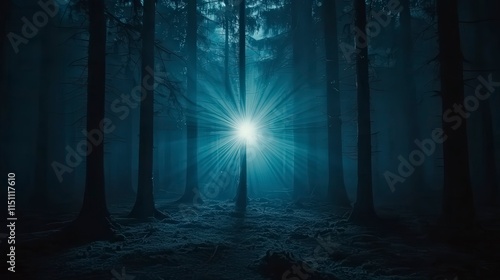 Ethereal Light in a Dark Forest.