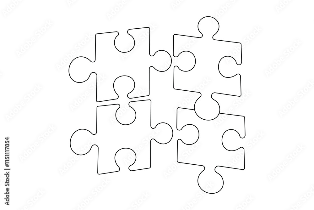 Puzzle icon continuous one line drawing and puzzle game isolated outline flat vector illustration Puzzle icon continuous one line drawing and puzzle game isolated outline flat vector illustration