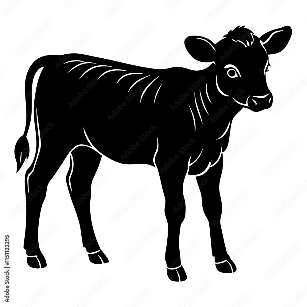Fototapeta premium Calf Silhouette vector illustration