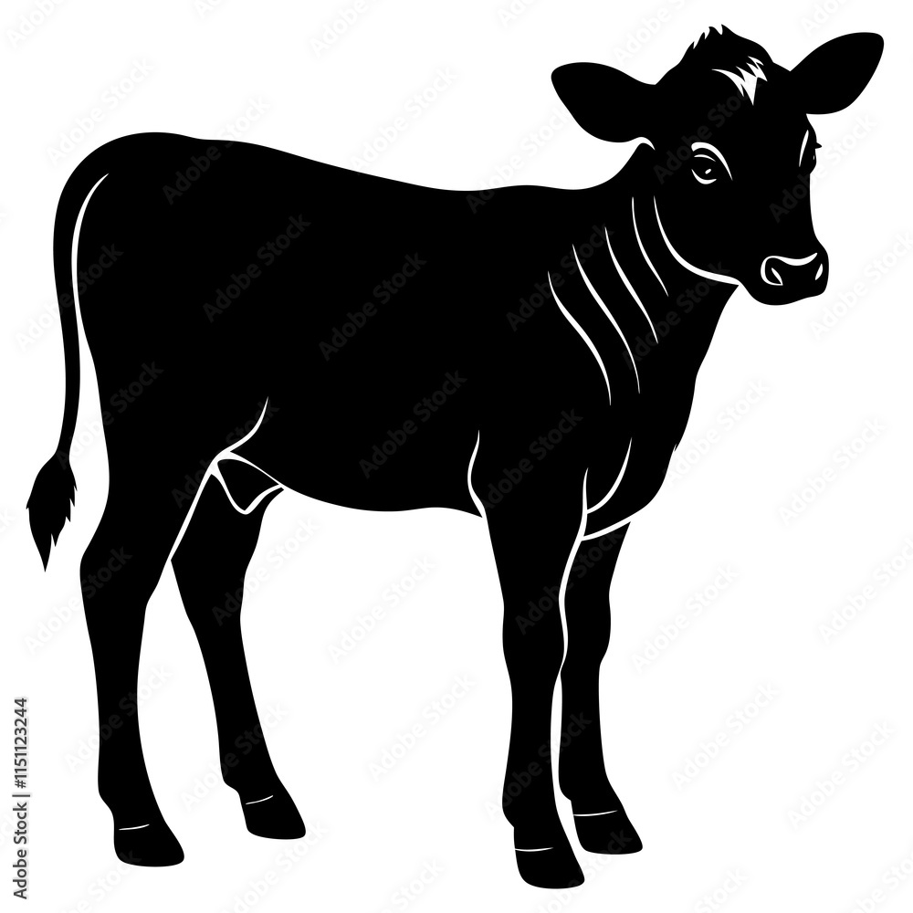 Fototapeta premium Calf Silhouette vector illustration