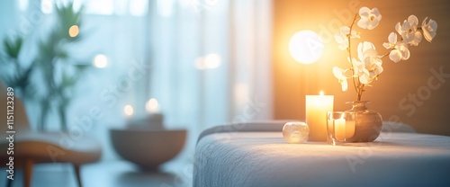 Wallpaper Mural A tranquil spa setting with candles, flowers, and soft lighting for relaxation. Torontodigital.ca