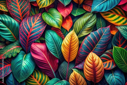 Wallpaper Mural Surreal Tropical Leaf Print Design - Vibrant Color Art Torontodigital.ca