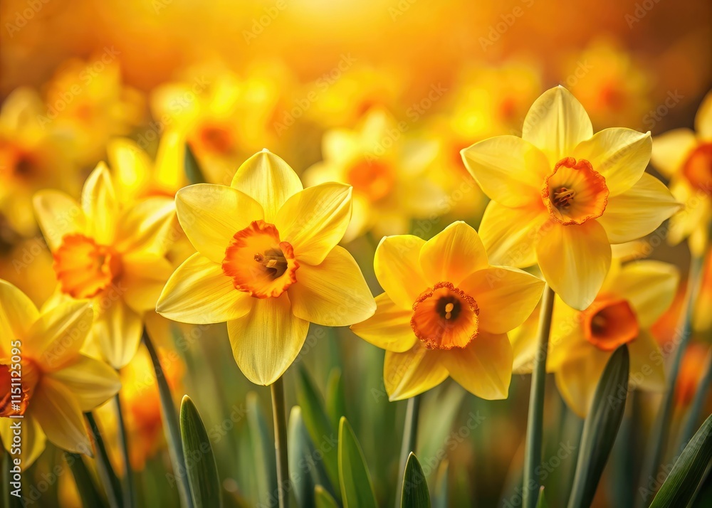 Fototapeta premium Tilt-Shift Daffodils, Decorative Design Elements for Cards & Posters