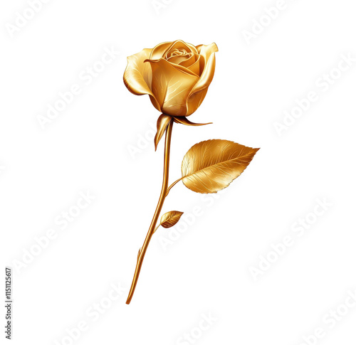 golden rose with leaves, elegant and beautiful design