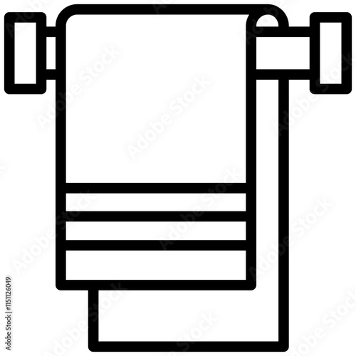 Towel Icon, Black And White Outline Icon Symbol