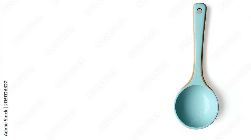 Turquoise measuring spoon, white isolate background Turquoise measuring spoon, white isolate background