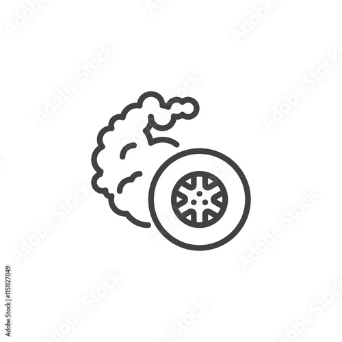 Burnout wheel line icon