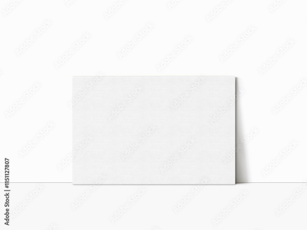 Blank horizontal canvas mockup on wall, Poster Mockup on White Background Blank horizontal canvas mockup on wall, Poster Mockup on White Background