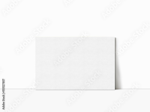 Blank horizontal canvas mockup on wall, Poster Mockup on White Background