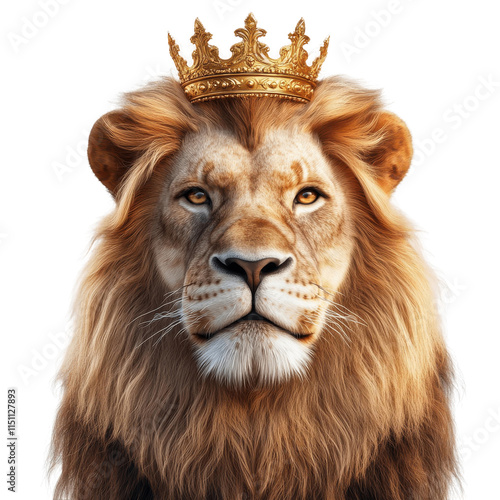 Majestic lion with crown, symbolizing strength and royalty photo