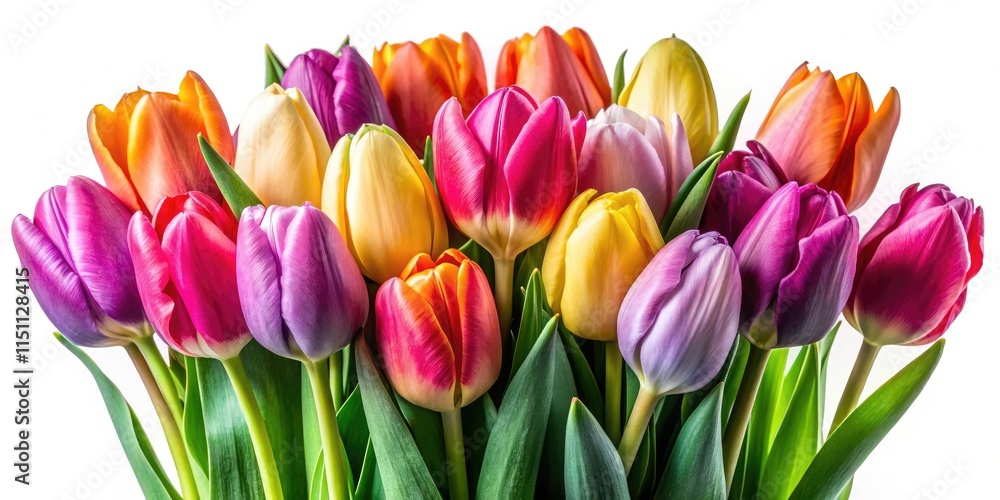 Tulips Bunch Rule of Thirds Isolated White Background AI Photo Tulips Bunch Rule of Thirds Isolated White Background AI Photo