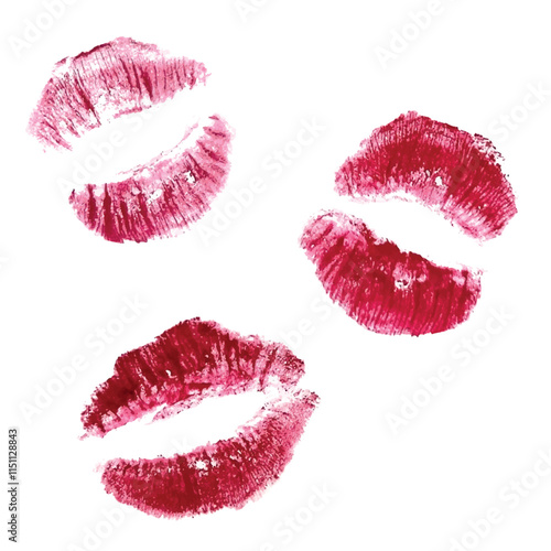 Vector a collection of realistic kiss marks with red lipstick isolated on a white background. Lips icons