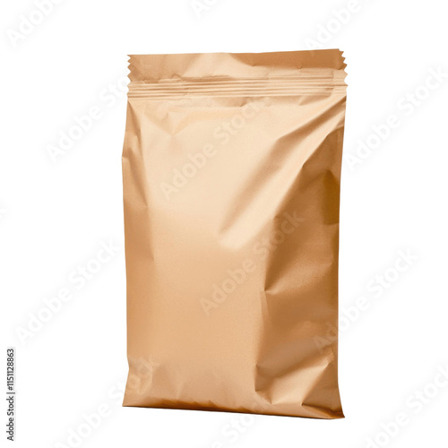 shiny brown paper bag on transparency background