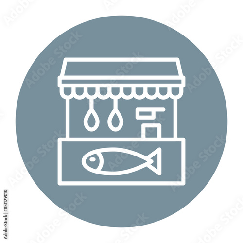 Fish Market icon vector image. Can be used for Harbour.