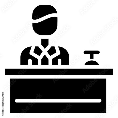 Receptionist icon, Black And White Glyph Icon Symbol