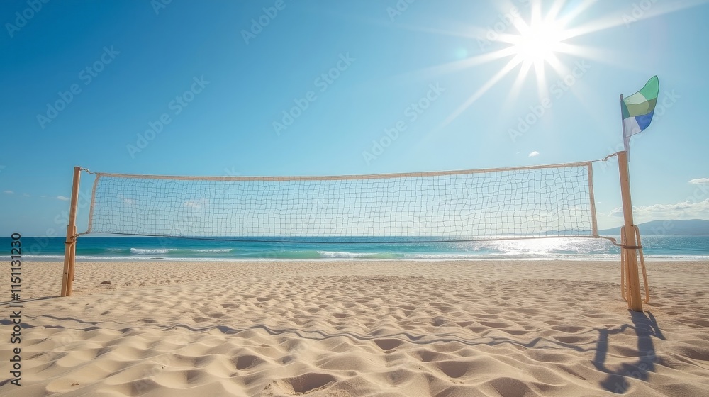 Beach Volleyball Court Under Clear Blue Sky on a Sunny Summer Day Beach Volleyball Court Under Clear Blue Sky on a Sunny Summer Day