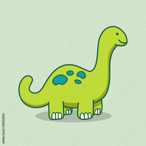 Cute green brontosaurus character for kids