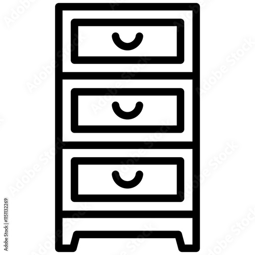 Drawer Icon, Black And White Outline Icon Symbol