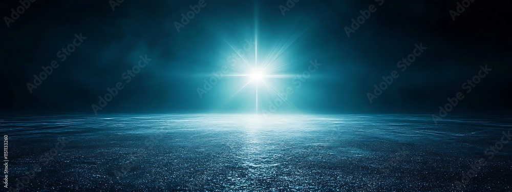 Fototapeta premium Bright light shining on dark surface.