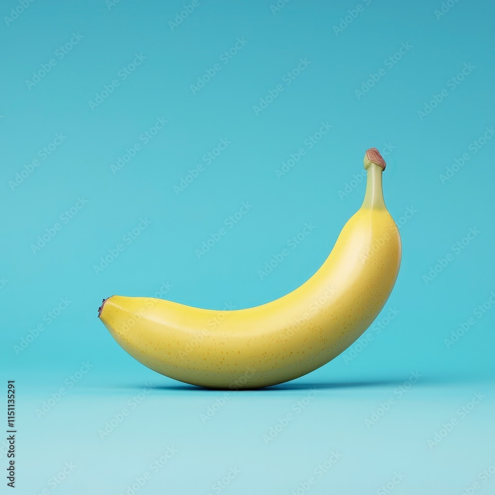 Single Ripe Yellow Banana on Blue Background Minimalist Fruit Photography Single Ripe Yellow Banana on Blue Background Minimalist Fruit Photography