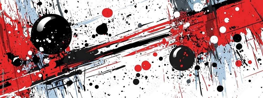 Obraz premium Abstract background with black and red paint splatters.