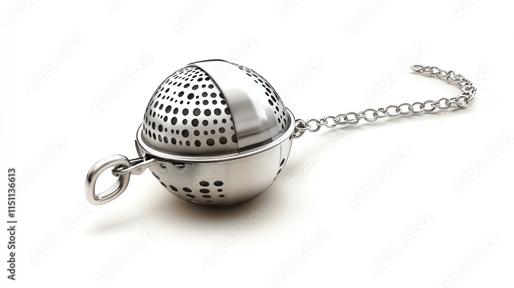 Tea infuser sphere, stainless steel design, on white isolated background. Tea infuser sphere, stainless steel design, on white isolated background.