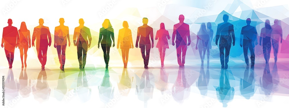 Diverse people walking forward. Diverse people walking forward.