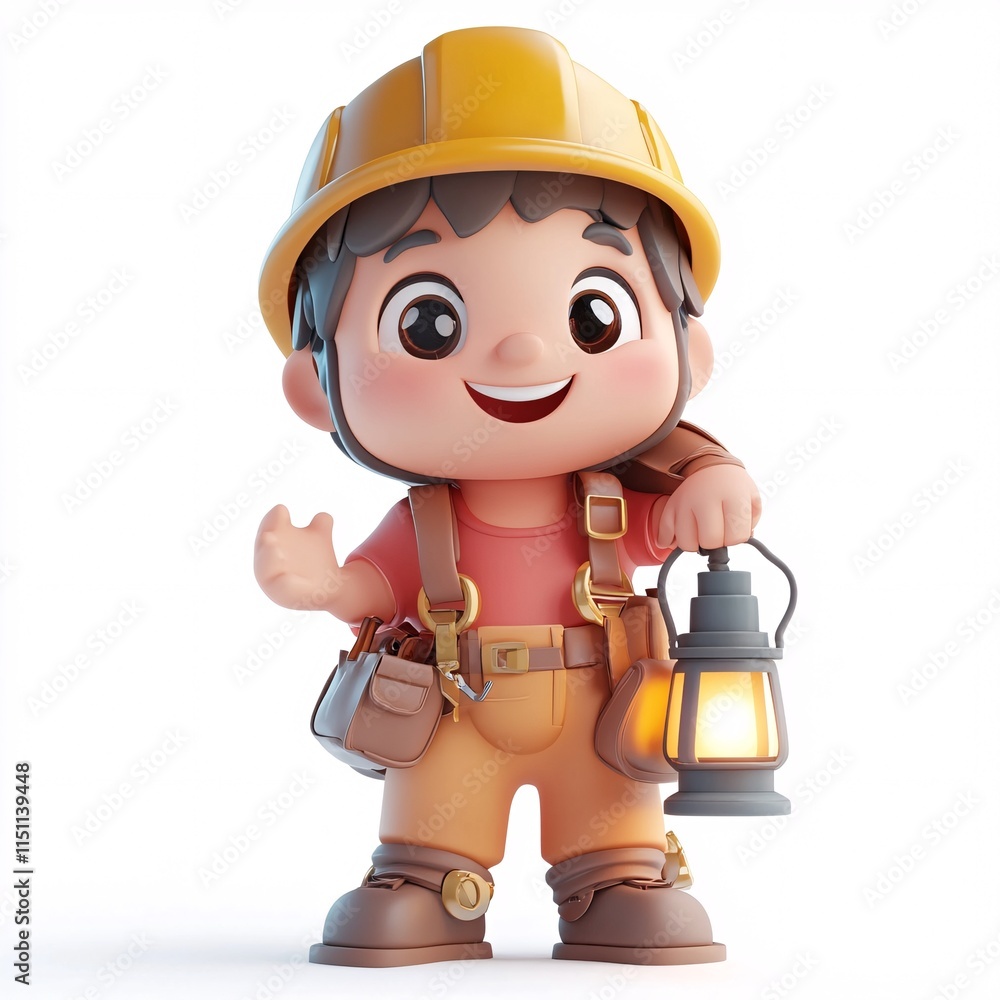 cartoon boy 3d builder with helmet and tools cartoon boy 3d builder with helmet and tools