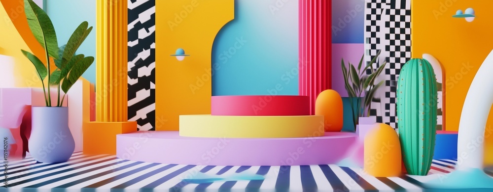 Fototapeta premium Modern Memphis Design with Bold Shapes and Patterns