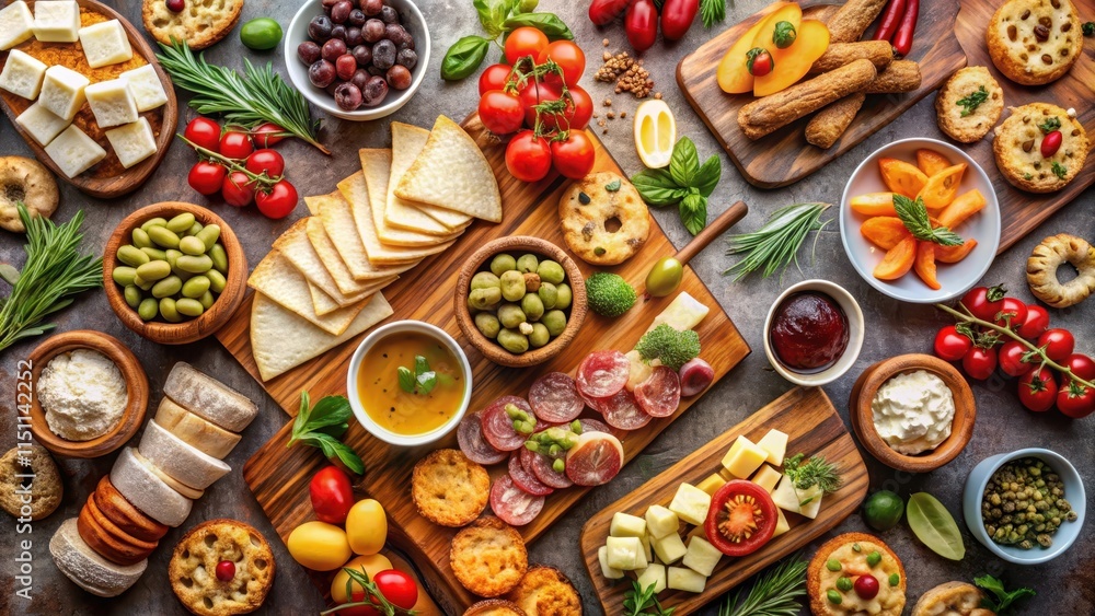 A visually appealing spread of delicious appetizers and finger foods, appetizers, finger foods, party, catering, gourmet A visually appealing spread of delicious appetizers and finger foods, appetizers, finger foods, party, catering, gourmet