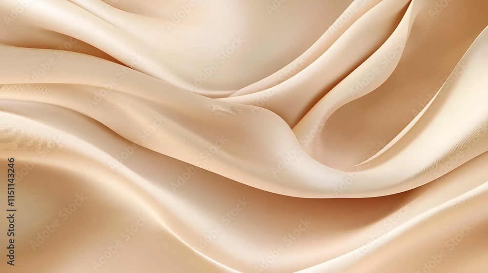 Obraz premium Flowing beige satin fabric background.