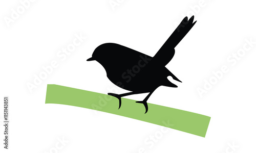 Slaty Flycatcher Bird Silhouette Design  And Vector Illustration. 