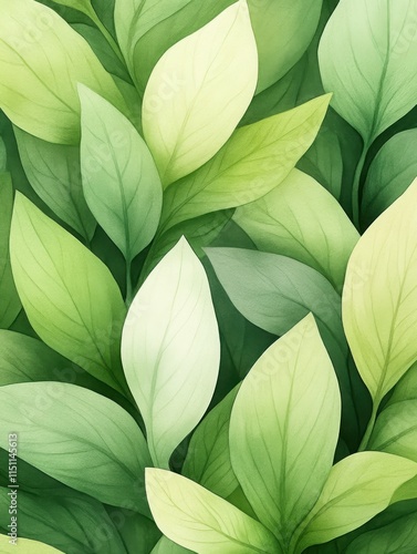 Wallpaper Mural Lush green leaves in various shades, creating a natural and soothing pattern perfect for backgrounds and nature-themed designs. Torontodigital.ca