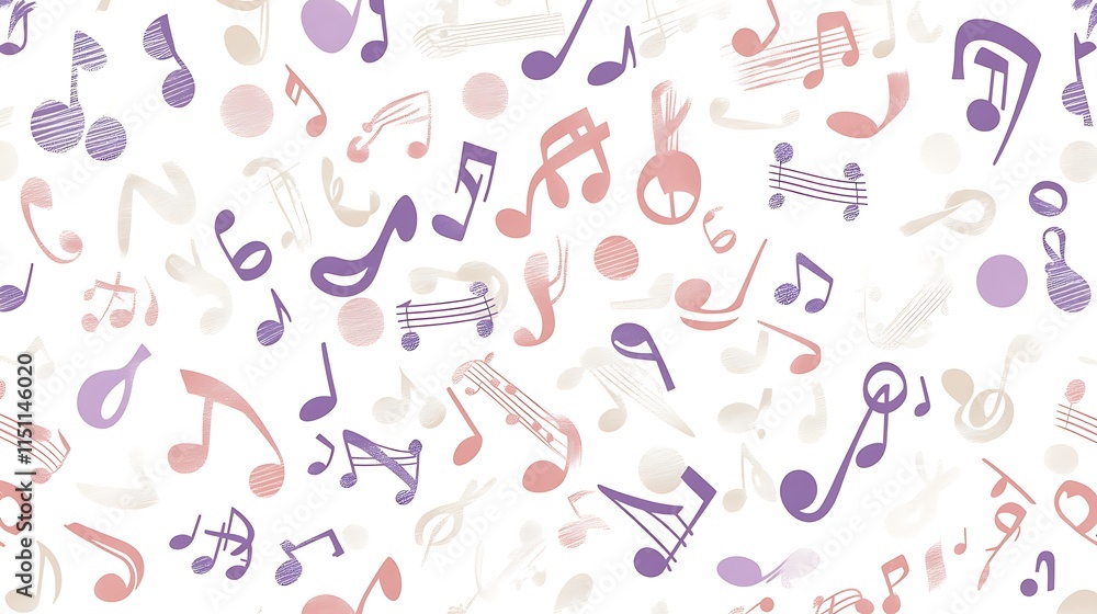 Seamless pattern of colorful music notes. Seamless pattern of colorful music notes.