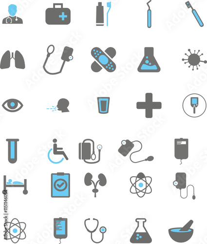 Medical Line Icon Set contains Stethoscope, Ambulance, First Aid Kit and so on icons.