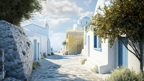 Fototapeta Naklejka Na Ścianę i Meble -  Oia village, Santorini, Greece. Traditional houses on Santorini Island. Narrow streets and rooftops, churches and hotels. Sunset view.