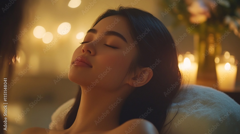 A serene moment of relaxation with candles and soft lighting. A serene moment of relaxation with candles and soft lighting.