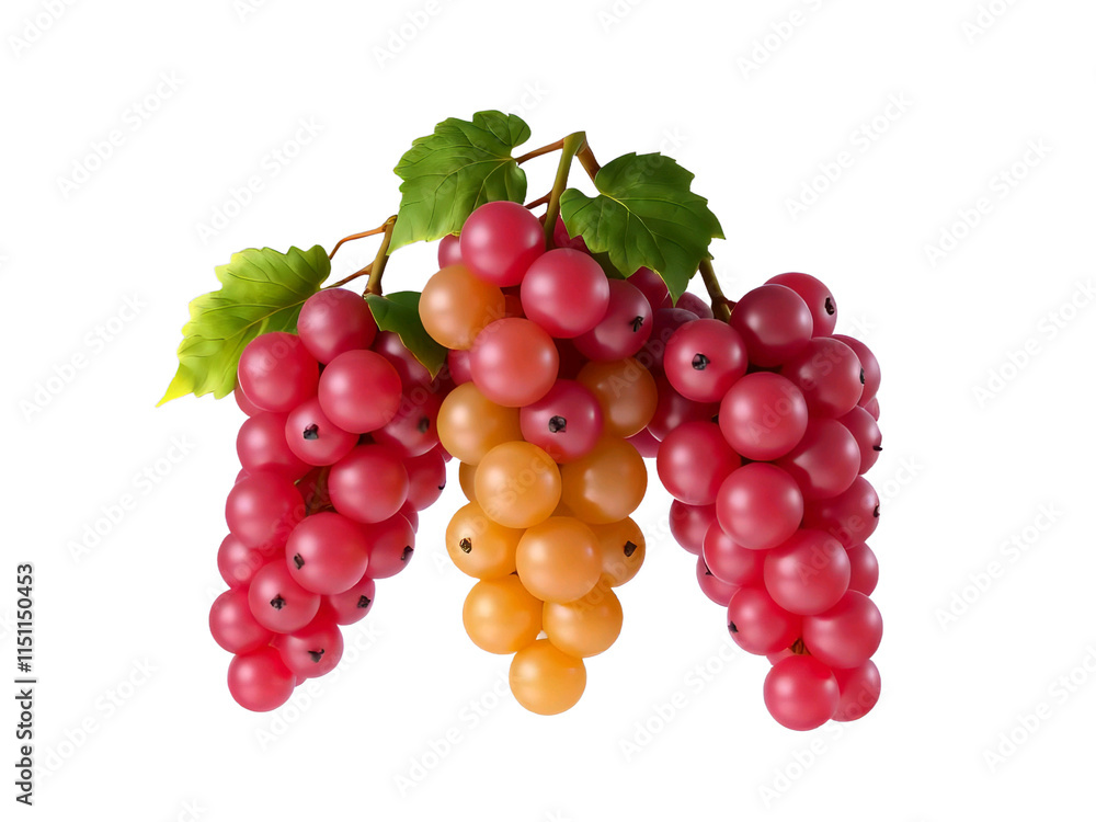 Fototapeta premium Pile of grapes varieties. Fresh grapes on PNG transparent background. Grapes fruit 