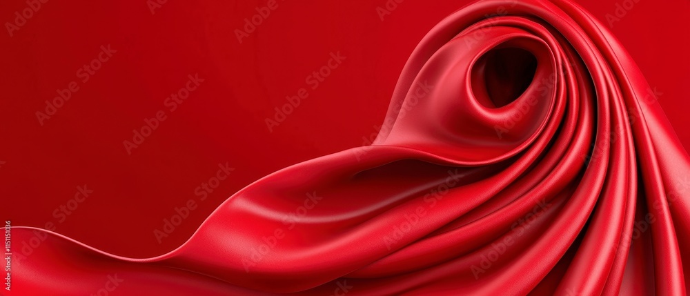 Obraz premium Abstract Red Silk Drape Elegant Swirling Fabric Texture