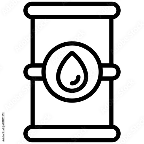 Crude Oil Icon, Black And White Outline Icon Symbol