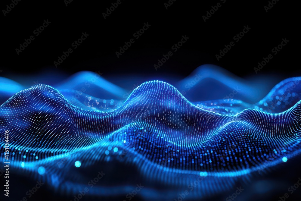 Abstract blue digital wave particles. Abstract blue digital wave particles.