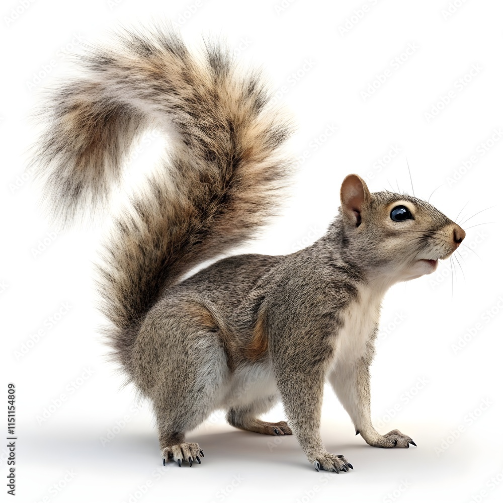 Obraz premium Close Up photo full body of 3d Squirrel animal isolated on white background