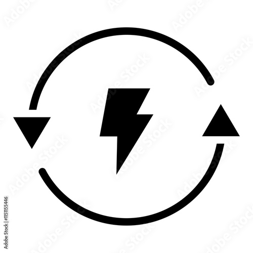 Free Download Lightning Bolt Icon, Black And White Glyph Icon Symbol - GFXLoad