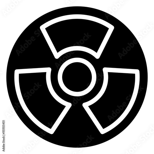 Nuclear Radiation Icon, Black And White Glyph Icon Symbol