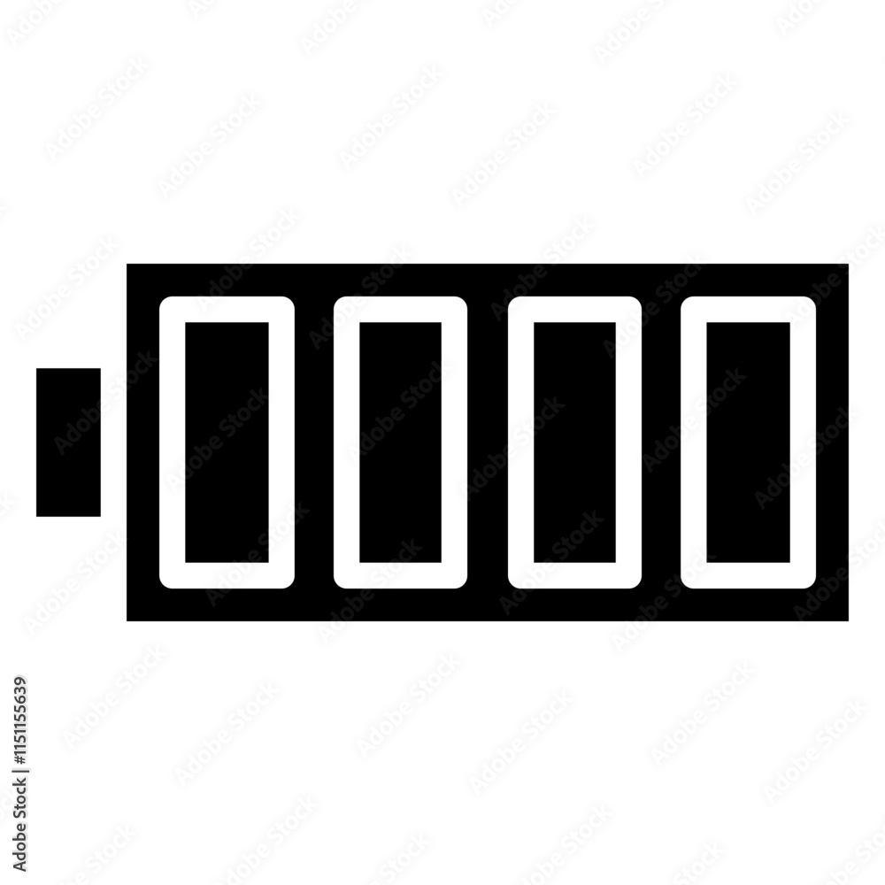 Battery Indicator Icon, Black And White Glyph Icon Symbol Battery Indicator Icon, Black And White Glyph Icon Symbol