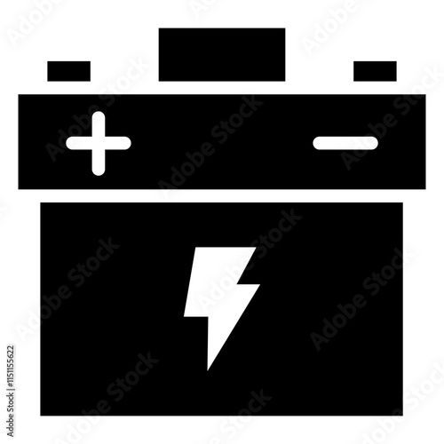 Accumulator Icon, Black And White Glyph Icon Symbol