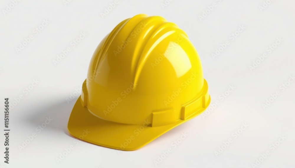 Fototapeta premium Bright Yellow Safety Hard Hat Against a White Background