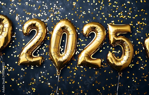 Gold foil balloons shaped like the numbers 
