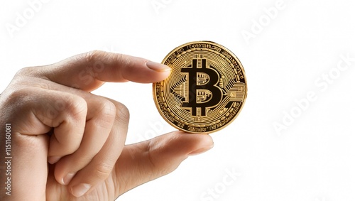 Bitcoin Cryptocurrency Digital Coin in Hand