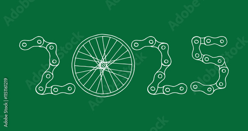 Bicycle Happy New Year 2025 green background